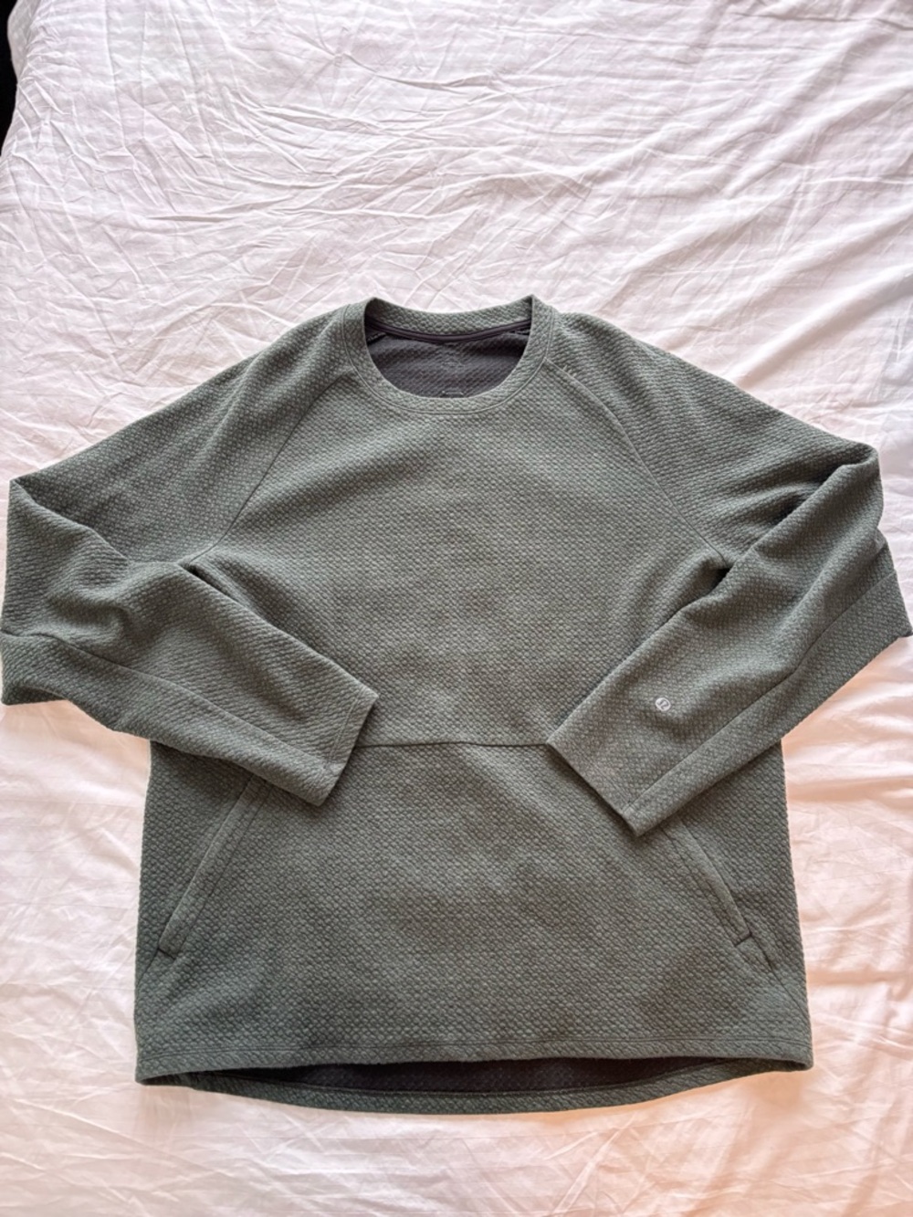 lululemon athletica Olive Green Textured Crewneck Sweatshirt